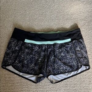 lululemon athletica Black and Mint Athletic Shorts